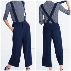 Madewell Navy Wide Leg Suspender Convertible Pants